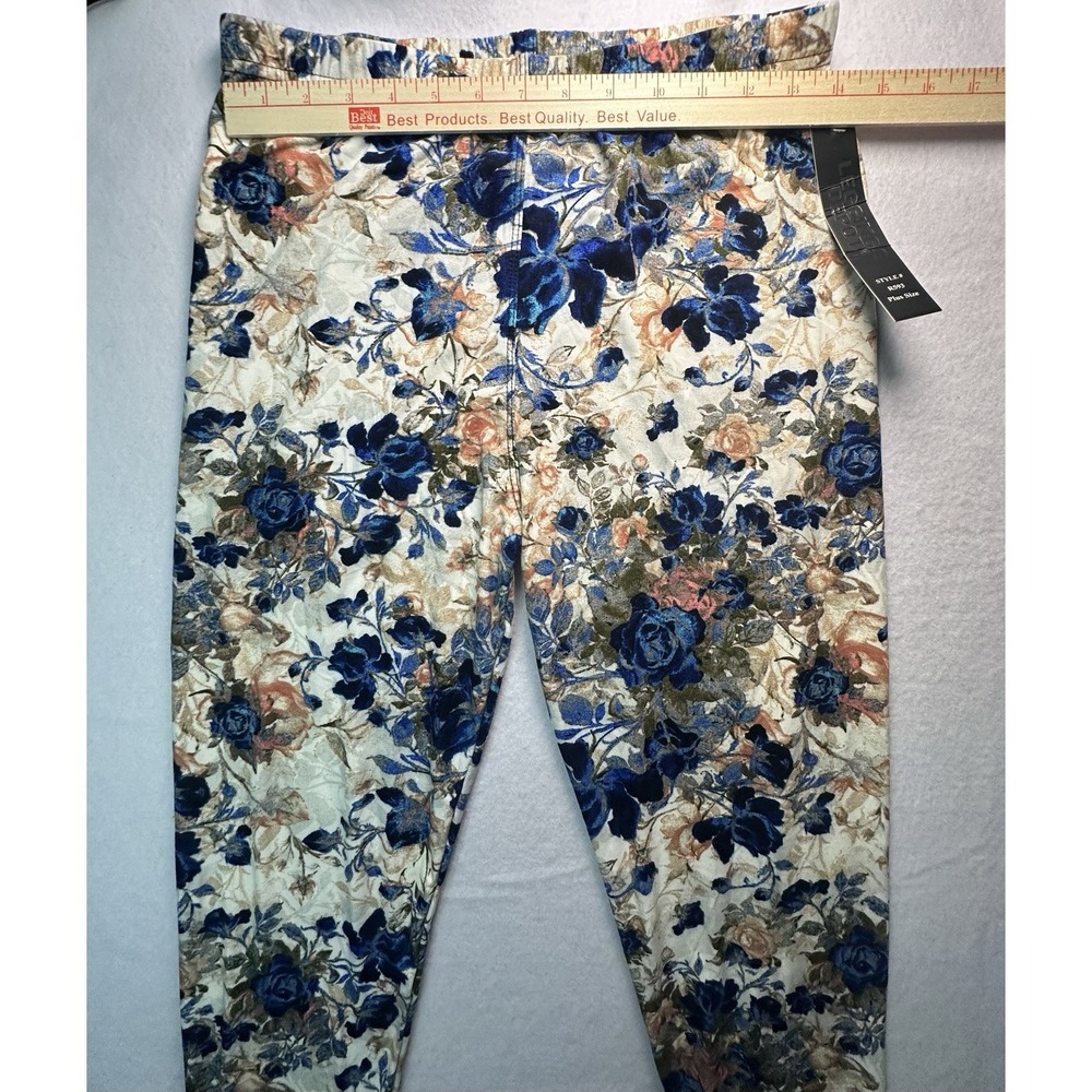 Leggings Depot Women's Floral Hibiscus Print Elastic Hi Waist Leggings Plus Size